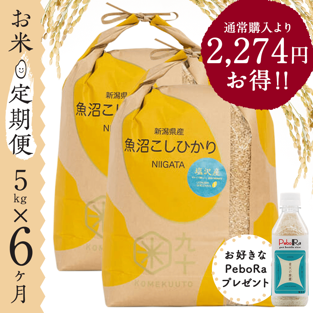 【お米★定期便・6ヶ月コース】新潟県産 魚沼こしひかり 5kg | 令和5年産米「お米食味ランキング」発表